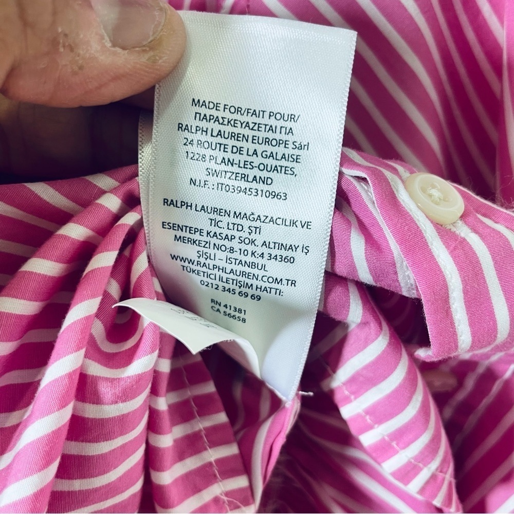 Polo Ralph Lauren Girls Pink Striped Shirt Dress Size 10 Preppy Cotton - Picture 7 of 10